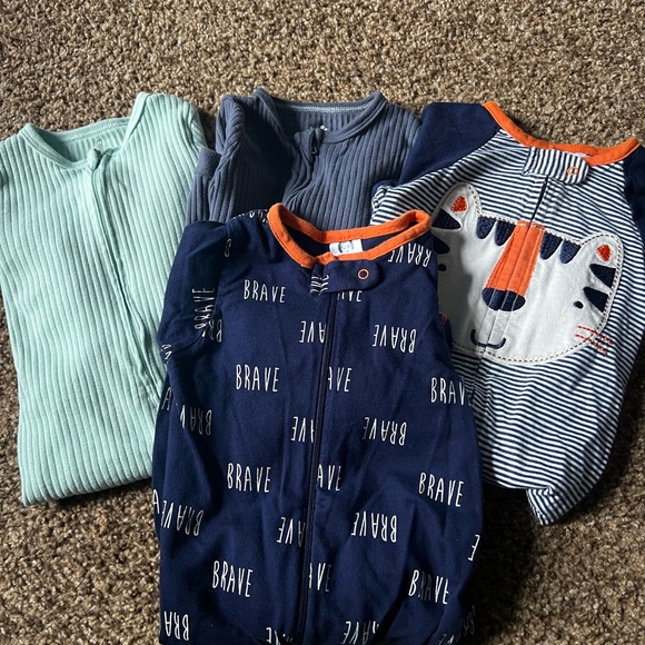 Cloud Island Kids Footies - Mint, Navy, Gray, and Orange - Picture 1 of 7